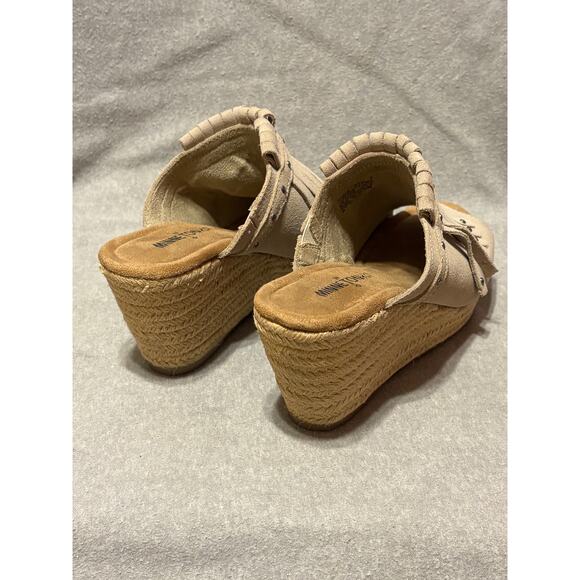 Minnetonka Size 7 Fringe Suede Leather Wedge Slides Sandals Women’s Shoes. - Picture 5 of 7